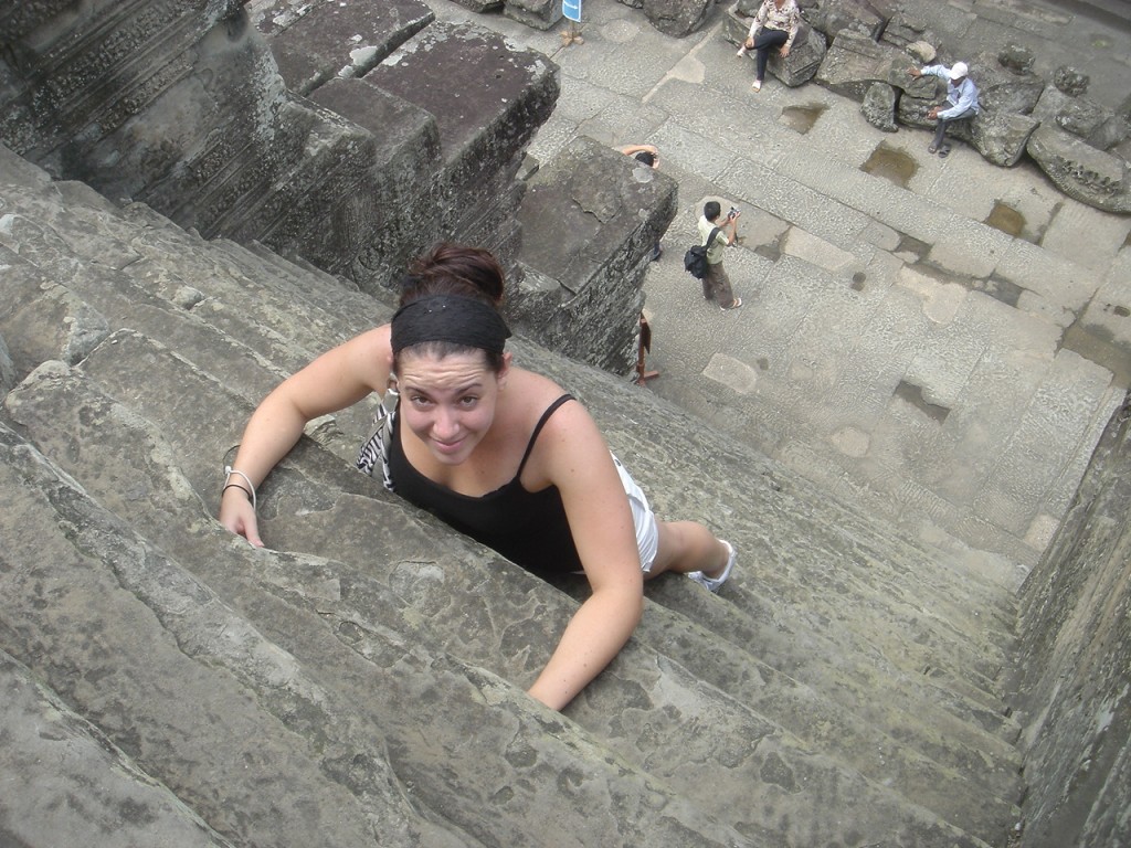 Angkor Wat Cambodia chandra-descends-angkor-stairs