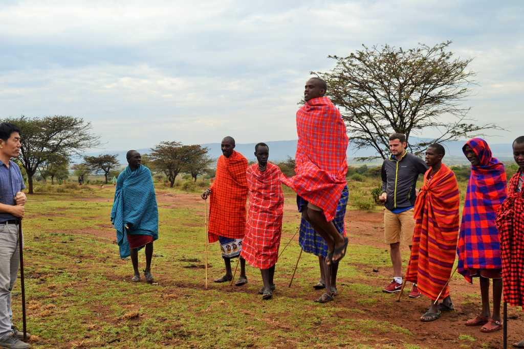 Maasai who wrapped themselves with their traditional sheets