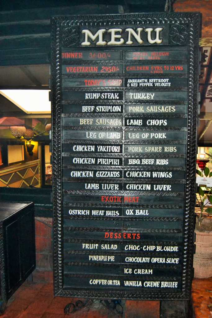 Carnivore Restaurant menu in Kenya